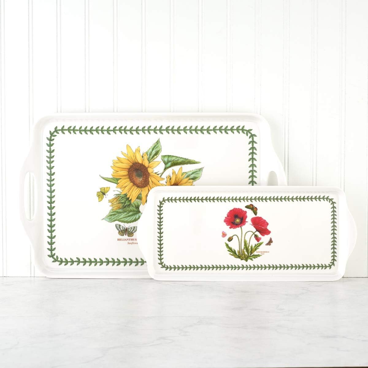 Pimpernel Botanic Garden Sandwich Tray, Vibrant Poppy - Durable Melamine Serving Platter for Indoor & Outdoor Use - Decorative Servware for Crudité & Appetizer Tray, Dishwasher Safe (15" x 6.5")