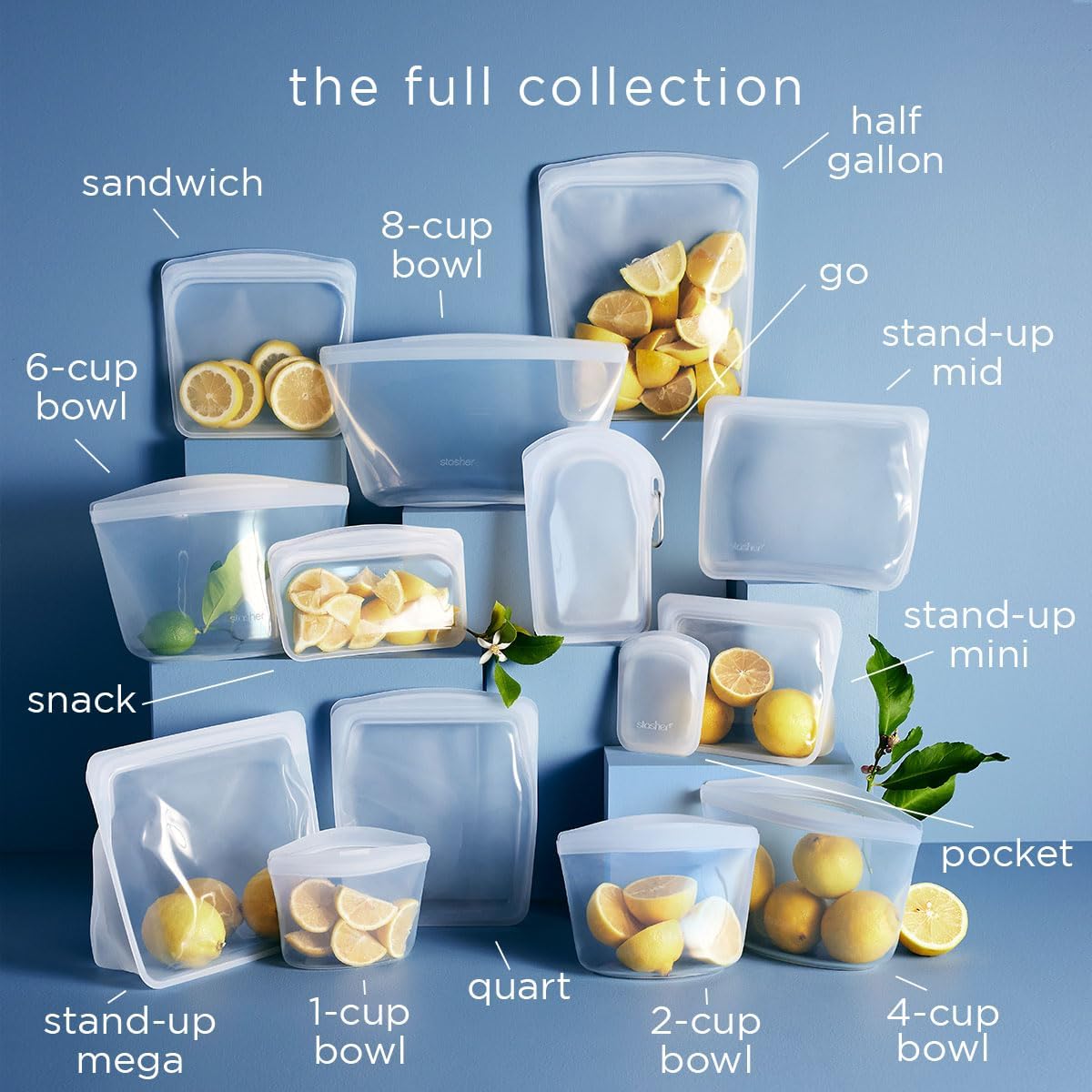Stasher Premium Silicone Reusable Food Storage Sandwich Bag, Purple Wave, Microwave, Sous Vide, Dishwasher, Oven and Freezer Safe, BPA Free, Leak-free, Eco-friendly, 28 Oz