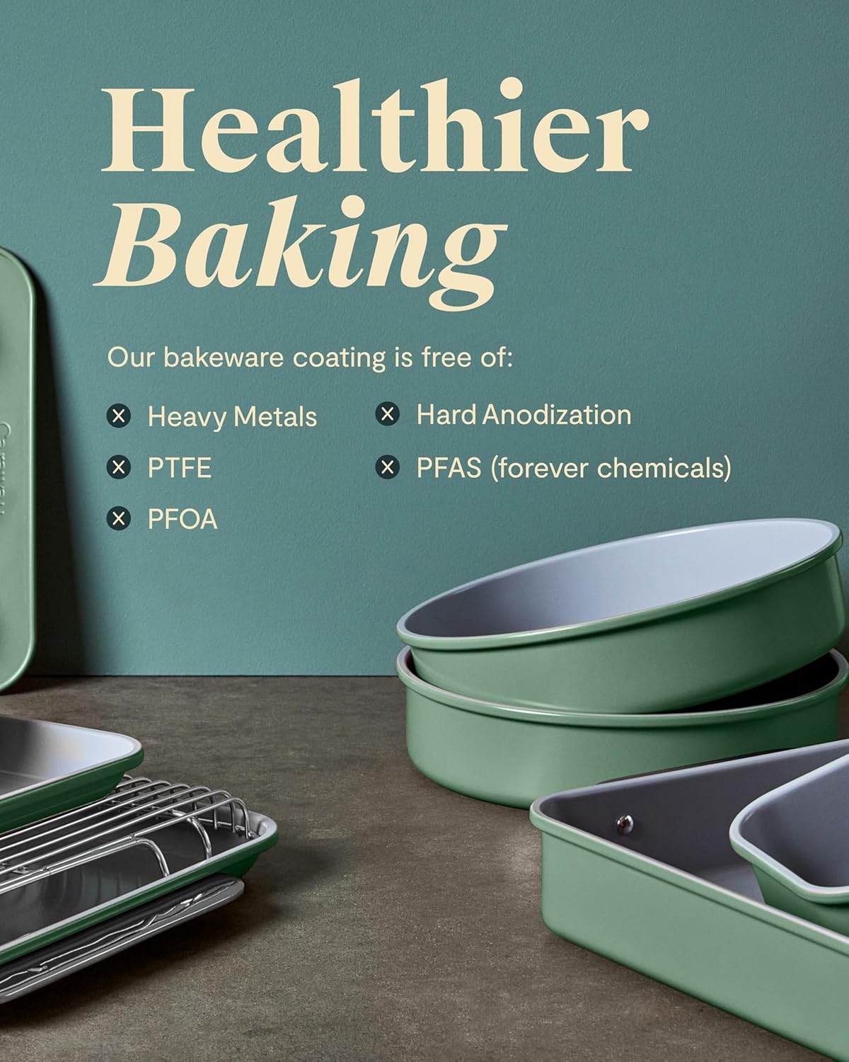 Caraway Non-Stick Ceramic Medium Baking Sheet - Naturally Slick Ceramic Coating - Non-Toxic, PTFE & PFOA Free - Perfect for Baking, Roasting, and More - Medium (15" x 10") - Sage