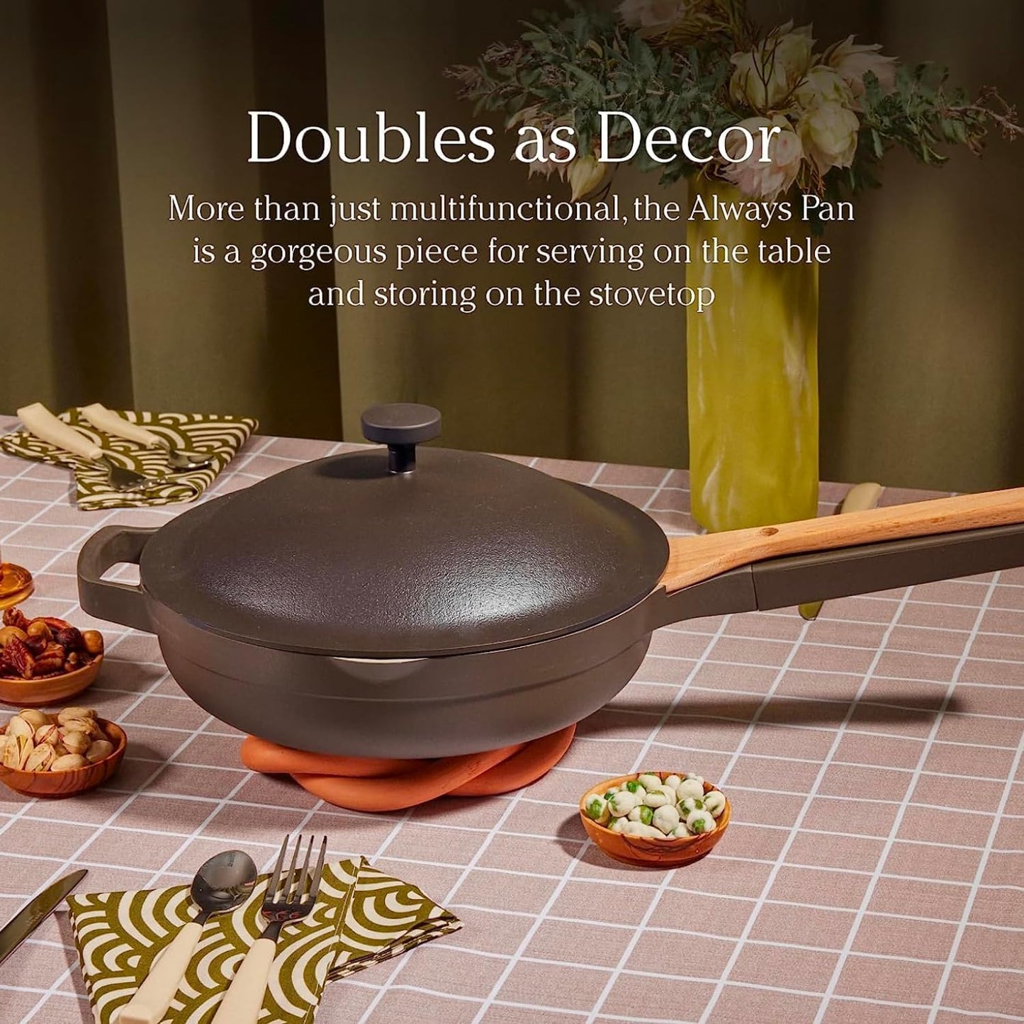 Our Place Large Always Pan 2.0-12.5” (4 Qt) Nonstick, Toxin-Free Ceramic Cookware | Patented 10-in-1 Aluminum Frying & Sauté Pan | Safe for Oven, Induction & All Cooktops up to 450°F | Sage