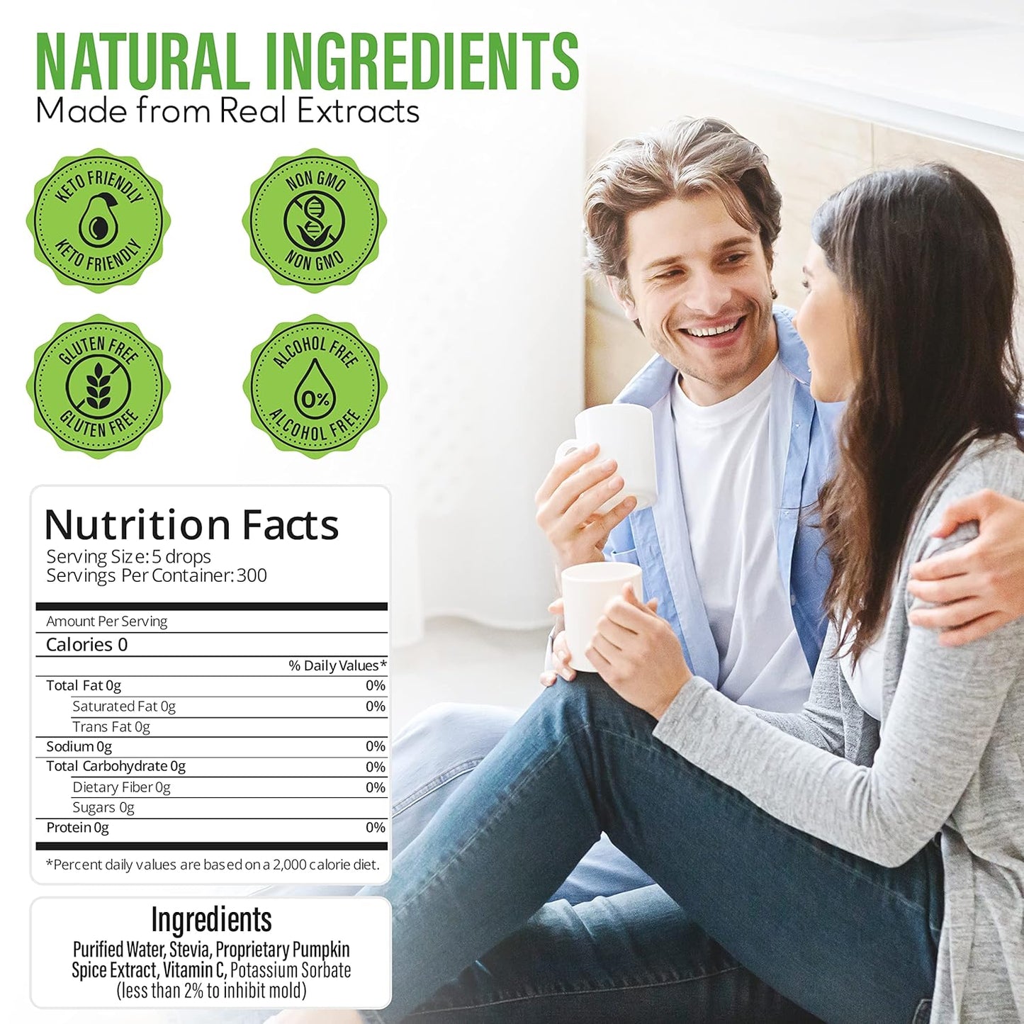 Stevia Select Pumpkin Spice Flavored Liquid Stevia โ Zero Calorie Coffee, Tea, Drink & Baking Sweetener, All-Natural, No Erythritol, Keto-Friendly Sugar Alternative, 300 Servings โ 2 Oz (1 Pack)