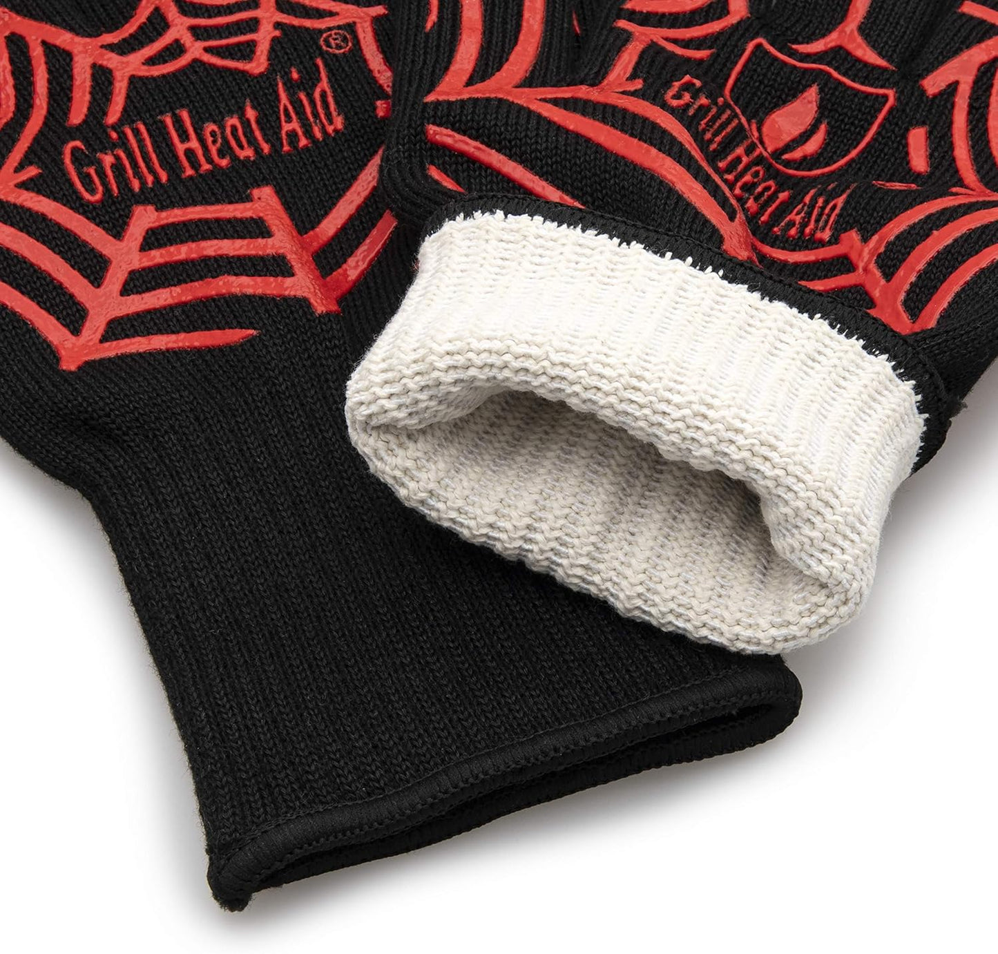 GRILL HEAT AID BBQ Grill Gloves Heat Proof for Grilling โ Fireproof 1472ยฐF Heat-Resistant Grill Mitts for Outdoor Barbecue and Smoker, Campfire, Fire Pit, Oven Glove with Fingers for Baking Pizza