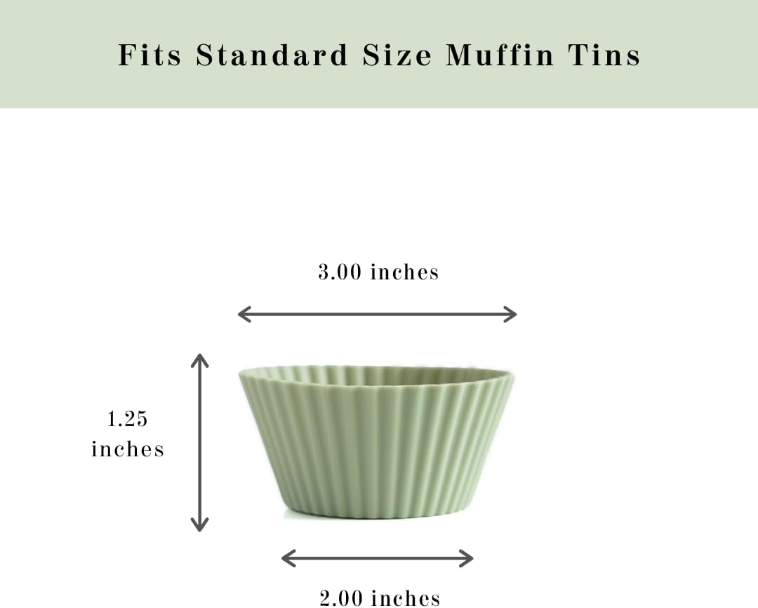 The Silicone Kitchen Reusable Silicone Baking Cup Silicone Muffin Liners for Cupcakes, BPA Free, Regular, 12 Pack, White Blue Green