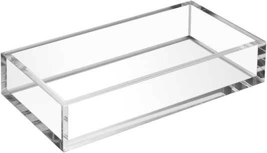 HIIMIEI Acrylic Napkin Holder Tray,8mm Thick Acrylic Guest Towel Holder 8.5x4 inches, Crystal Clear Table Cocktail Napkin Holder for Bathroom,Restaurant,Office,Commercial,Kitchen,Party
