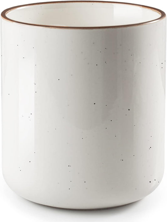 getstar Kitchen Utensil Holder, Large Ceramic Cooking Utensil Holder (H7.2” x W6.2”) for Kitchen Counter with Cork Mat at Bottom, Farmhouse Decor
