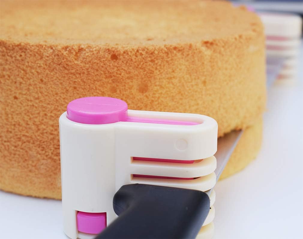 2PCS DIY Cake Slicer, Stratification Auxiliary, Bread Slice, Toast Cut, 5 Layers Leveler Slicer, Kitchen Fixator Tool (2, Rose Red)