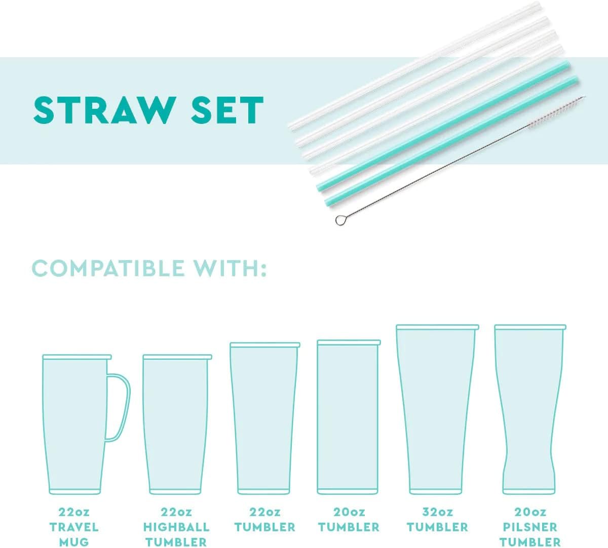 Swig Life Reusable Straws Melon Pop + Watermelon Tall Straw Set & Cleaning Brush, Each Straw is 10.25 inch Long (Fits Swig Life 20oz Tumblers, 22oz, and 32oz Tumblers)