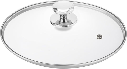 Glass Lid for 9.5 Inch Black Cast Iron Skillets Frying Pans, 24cm Tempered Lids for Dutch Ovens, 9.5 In Pan Cover with Stainless Steel Rim for Stock Pots, Dishwasher Safe