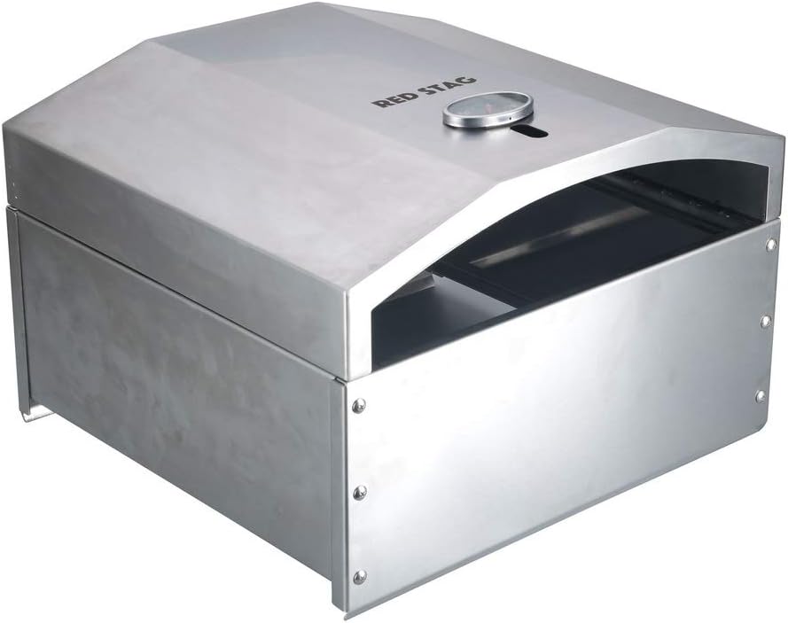 Red Stag Pellet Grill Pizza Oven Attachment Stainless Steel Outdoor Pizza Oven with Pizza Stone Kit Accessory Set for Traeger/Pit Boss/Camp Chef/Embers Wood Pellet Smoker Grills