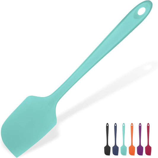 Heat Resistant Silicone Large Spatula: U-Taste 600ºF High Heat Flexible 11.38in Silicon Mixing Stirring Cooking Scraping Baking Bowl Scraper Seamless Spreader for Kitchen Nonstick Cookware (Aqua Sky)
