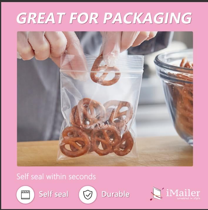 iMailer - 1000 Pcs- 12" x 18" Reclosable Plastic Zip Poly Bags 2 Mil - Clear Zip Bag for Clothing, T-Shirts, Pants