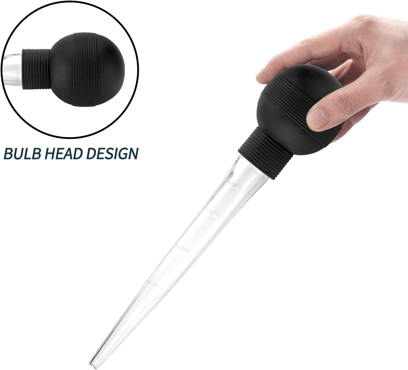 Turkey Baster With Cleaning Brush, Baster Syringe for Home Baking and Roaster Turkey, Include Detachable Food Grade Bulb with Double Scales for BBQ Grill Baking Kitchen Cooking