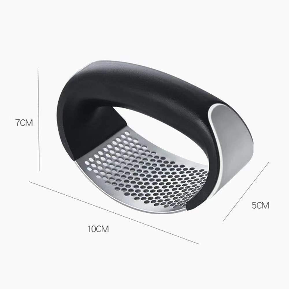 Garlic press kitchen tool garlic peeler stainless steel professional ginger crusher ergonomic labor-saving crusher (S)