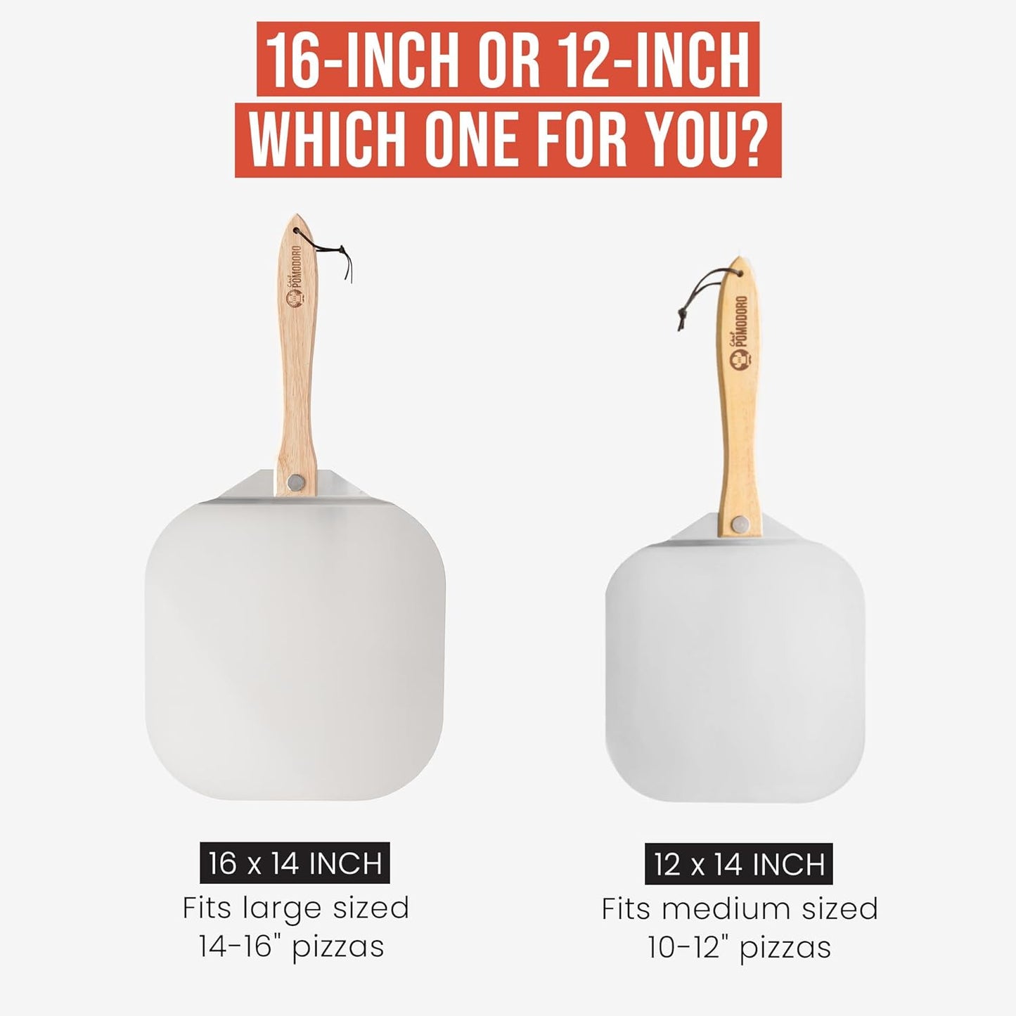 Chef Pomodoro Pizza Peel 16 inch, Pizza Spatula with Foldabe Wood Handle for Easy Storage, Pizza Accessory for Homemade Pizza