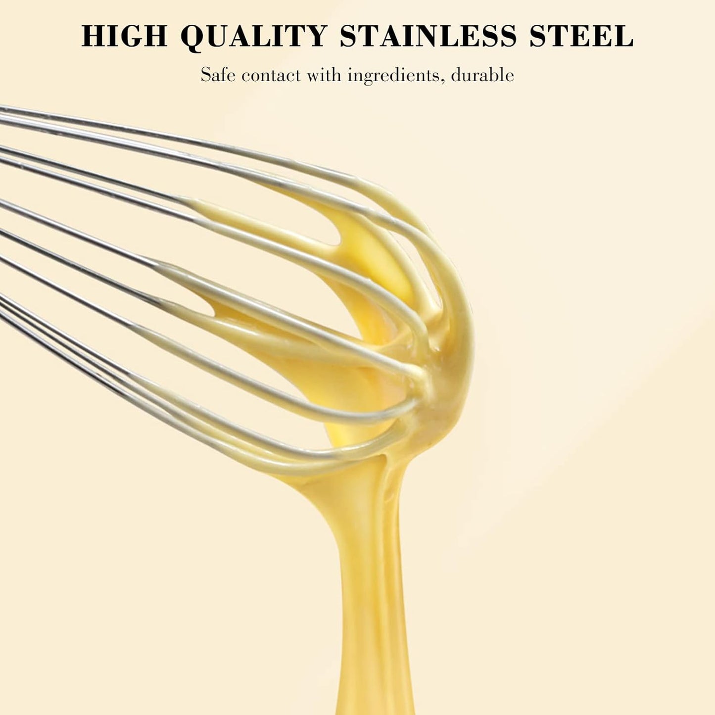 NileHome Whisk, Stainless Steel Wisk Set 8" 10" Kitchen Whisk Wisking Tool Kitchen Wisk Wire Whisks for Cooking, Whisking, Blending, Beating, Stirring-…
