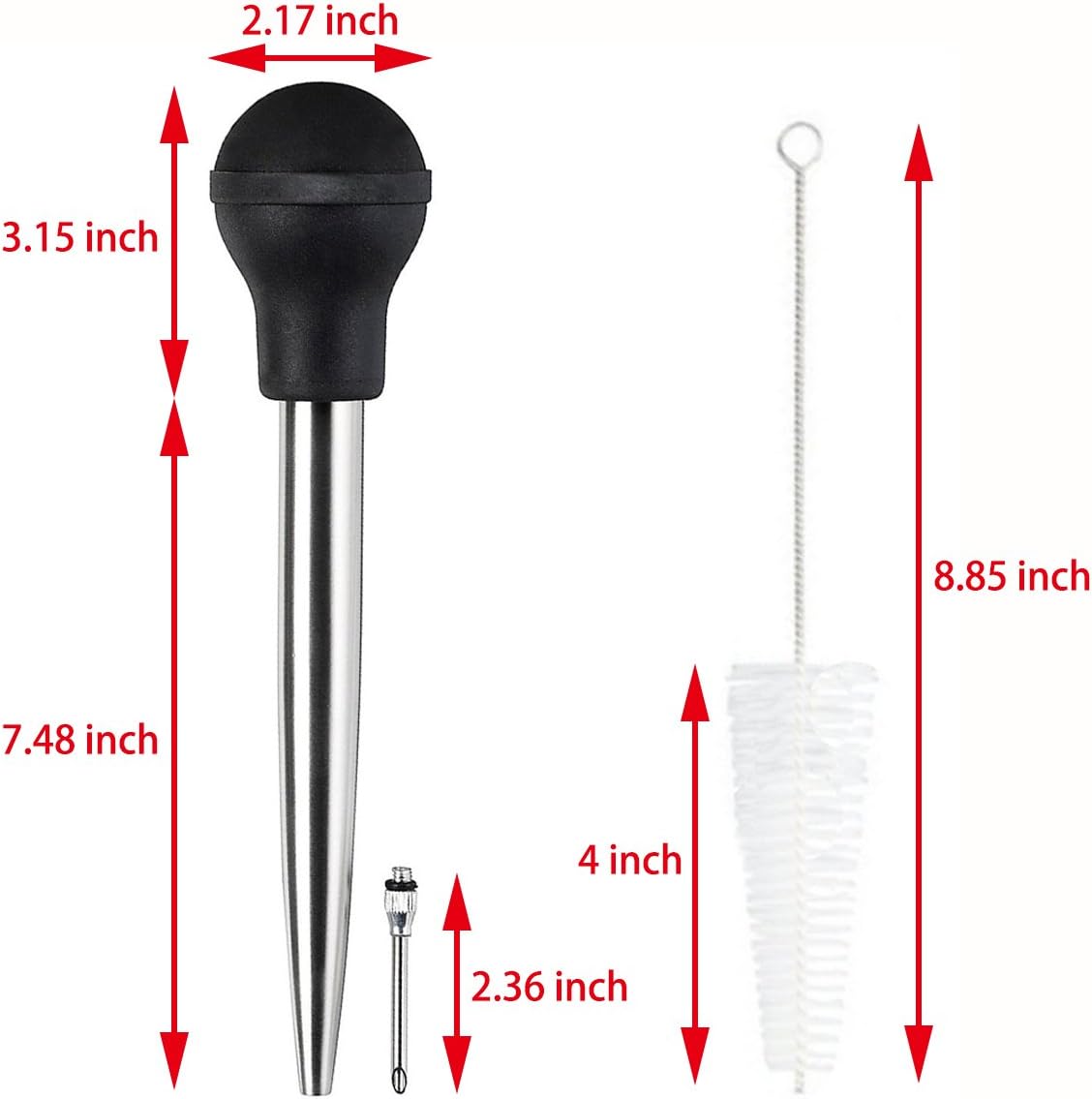 Stainless Steel Turkey Baster Syringe and Poultry Lifters fork Set of 2,