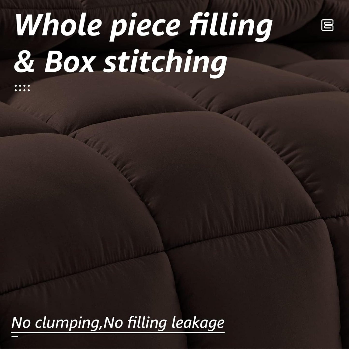 HYLEORY All Season Queen Size Bed Comforter - Cooling Goose Down Alternative Quilted Duvet Insert with Corner Tabs - Winter Warm - Machine Washable - Brown