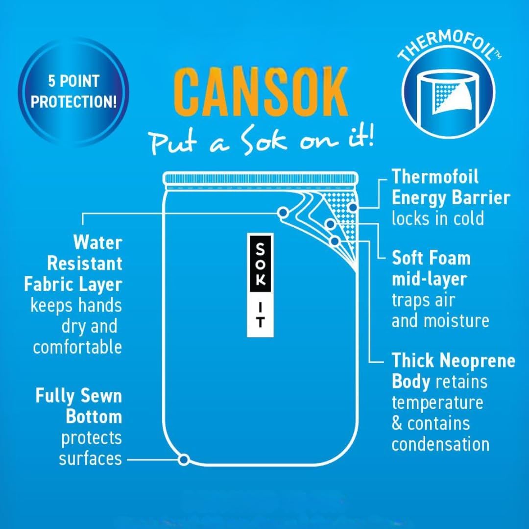 Sok It CanSok 6 Pack Sleeve for Beer & Soda Insulated Neoprene Cover (Midnight Tropics, 12oz Slim Can Sleeve - 6 Pack)