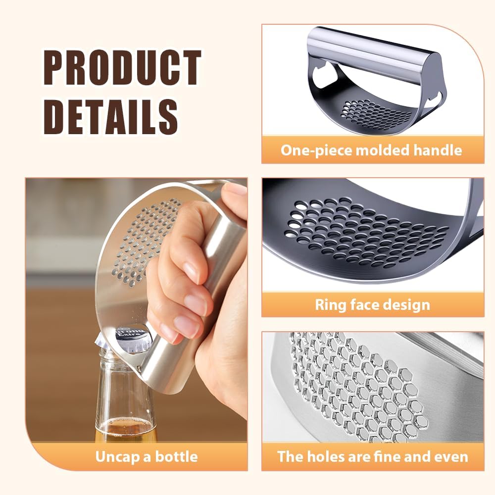 Stainless Steel Garlic Rocker,2025 New Stainless Steel Garlic Press,Garlic Press Rocker,Garlic Cutter (2)