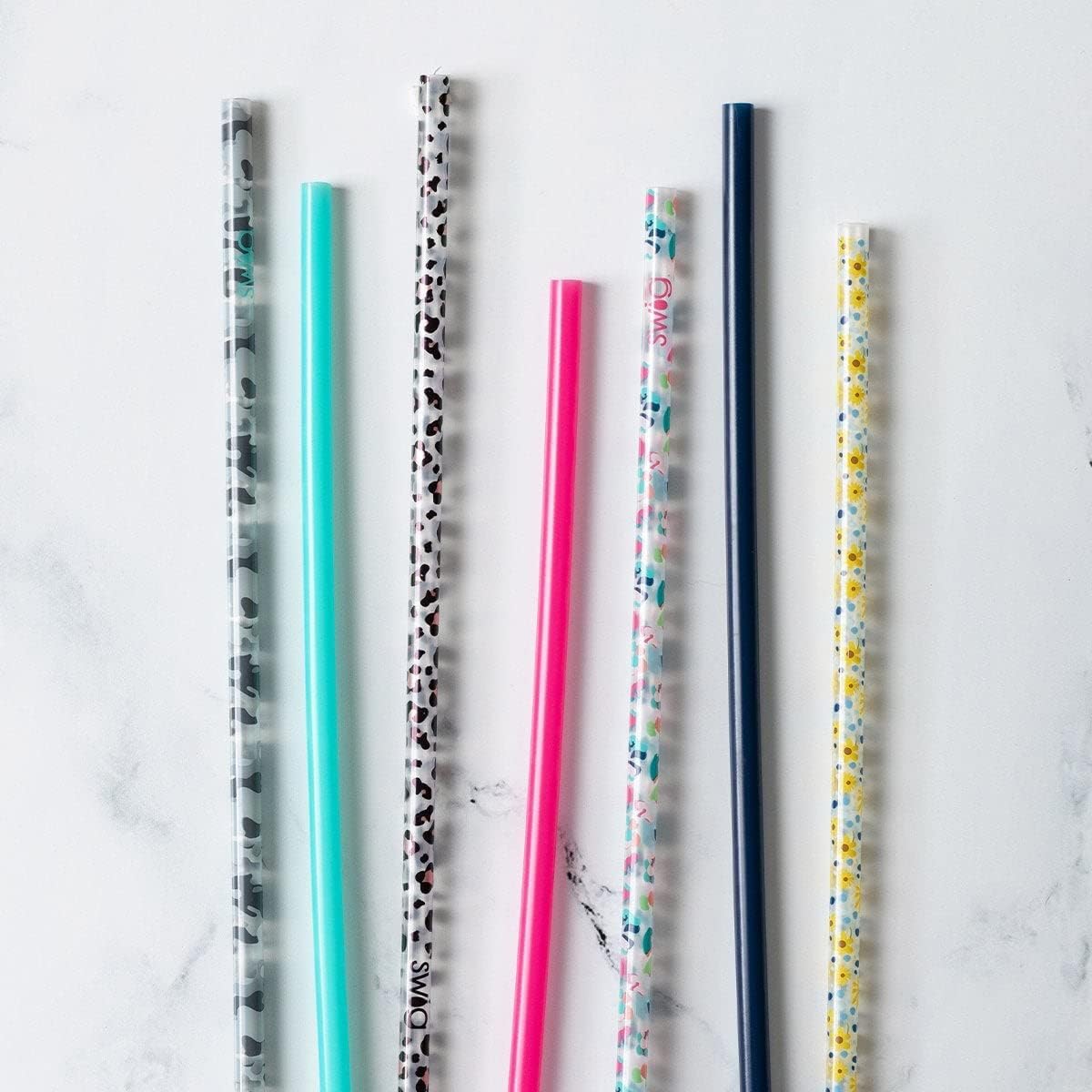 Swig Life Reusable Straws Oh Happy Day + Pink Tall Straw Set & Cleaning Brush, Each Straw is 10.25 inch Long (Fits Swig Life 20oz Tumblers, 22oz, and 32oz Tumblers)