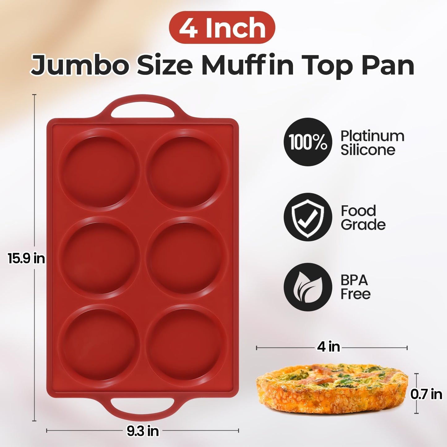 CAKETIME Muffin Top Pan Non Stick, 4 Inch Metal Frame Round Egg Baking Pan for Oven English Muffins, Whoopie Pies, Corn Bread, Egg Bites, Breakfast Sandwiches Tarts 4 Pack Brown