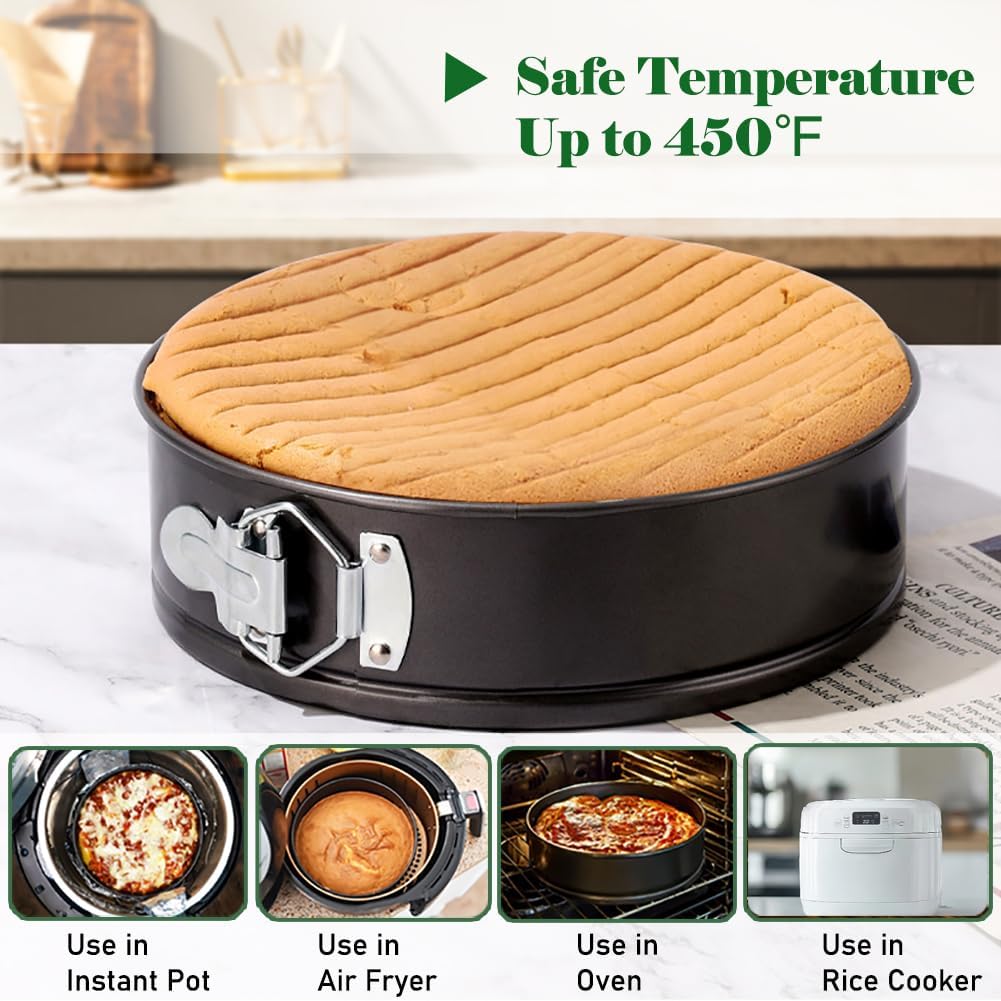 Tellshun 9 Inch Springform Pan Tin with 50pcs Parchment Paper Cheesecakes Baking Mold Round Leakproof Nonstick Removable Bottom Bakeware for Pie Cake Pizza and Quiches