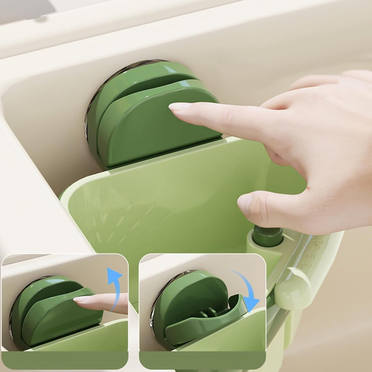 Kitchen Corner Sink Strainer with Suction Cup, Food Waste & Trash Basket, Triangle Drain Rack with Automatic Dumping, Perfect for Vegetables, Scraps & Easy Cleaning