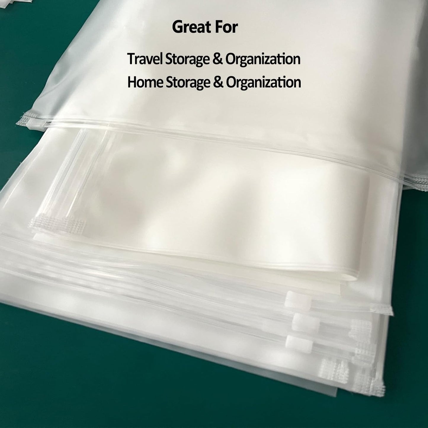 (20 pcs Value Pack) Travel Luggage Organizer Bags, Assorted Sizes, 4Mil Resealable Slider Zip Plastic Clothing Packaging, Frosted Travel/Home Storage and organizing Pouches, Space Saver Bag