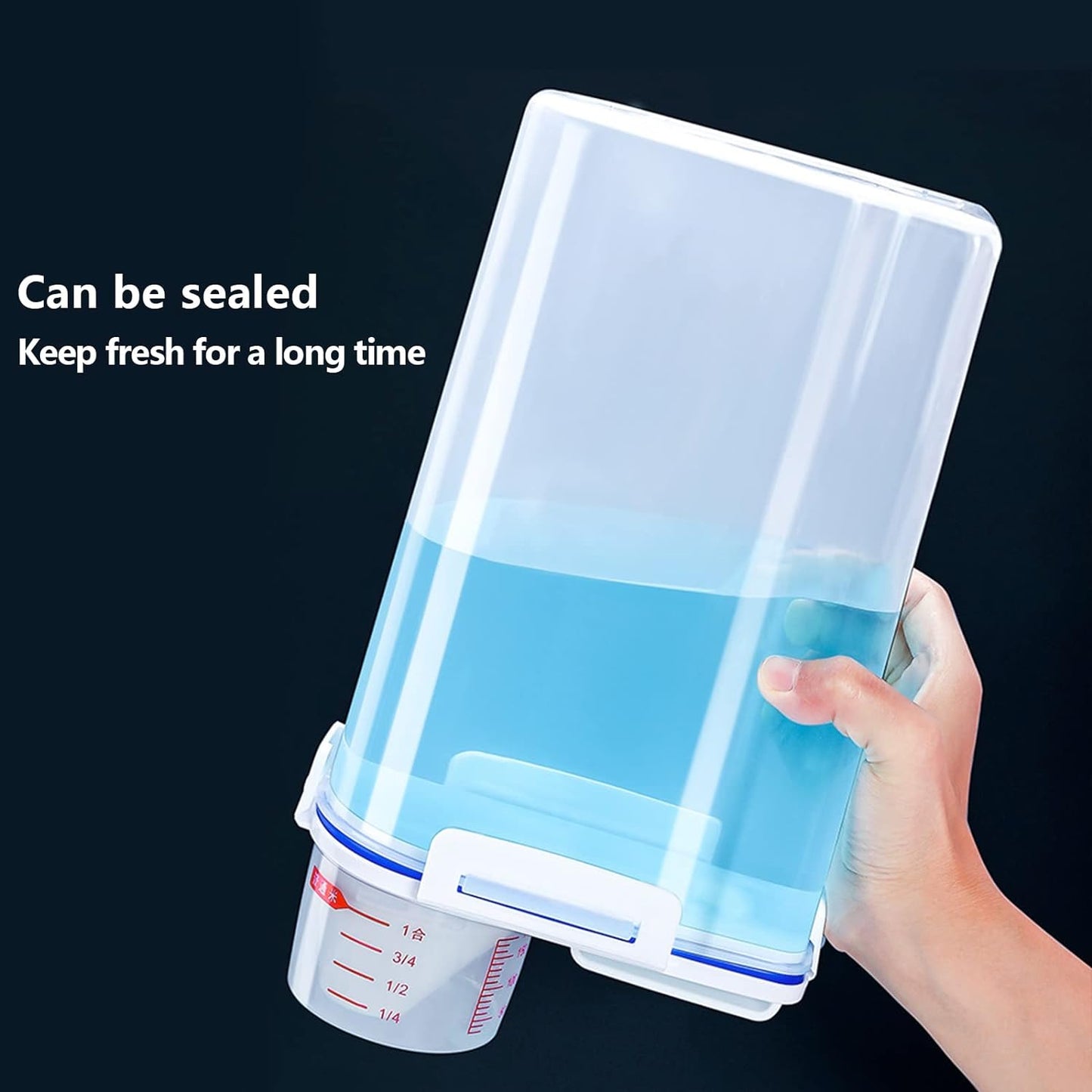 5.5 Lbs Plastic Transparent Tank, Rice Storage Barrel, Household Food Container Grain Storage Box for Oatmeal, Grain, Cereal, Pasta, Flour (6 Packs)