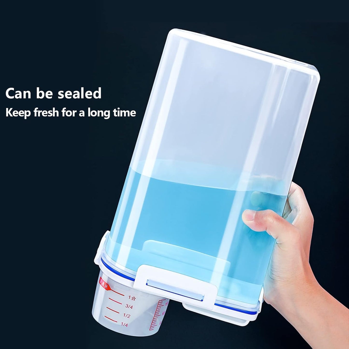 2 Pcs 5.5 LB Rice Storage Container, Airtight Cereal Flour Dispenser with Pouring Spout & Measuring Cup, Kitchen Plastic Clear Dry Food Storage Bin for Grain Oatmeal Snacks Pet Dog Food