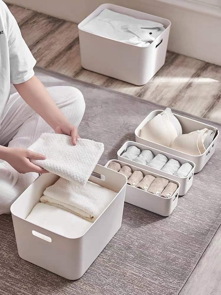 Set Of 6 Plastic Storage Bins,Versatile Kitchen Pantry Organization and Storage,for Plastic Storage Container Under Bed,Under Sink Bathroom Organizer (White, 6 Pack Small)