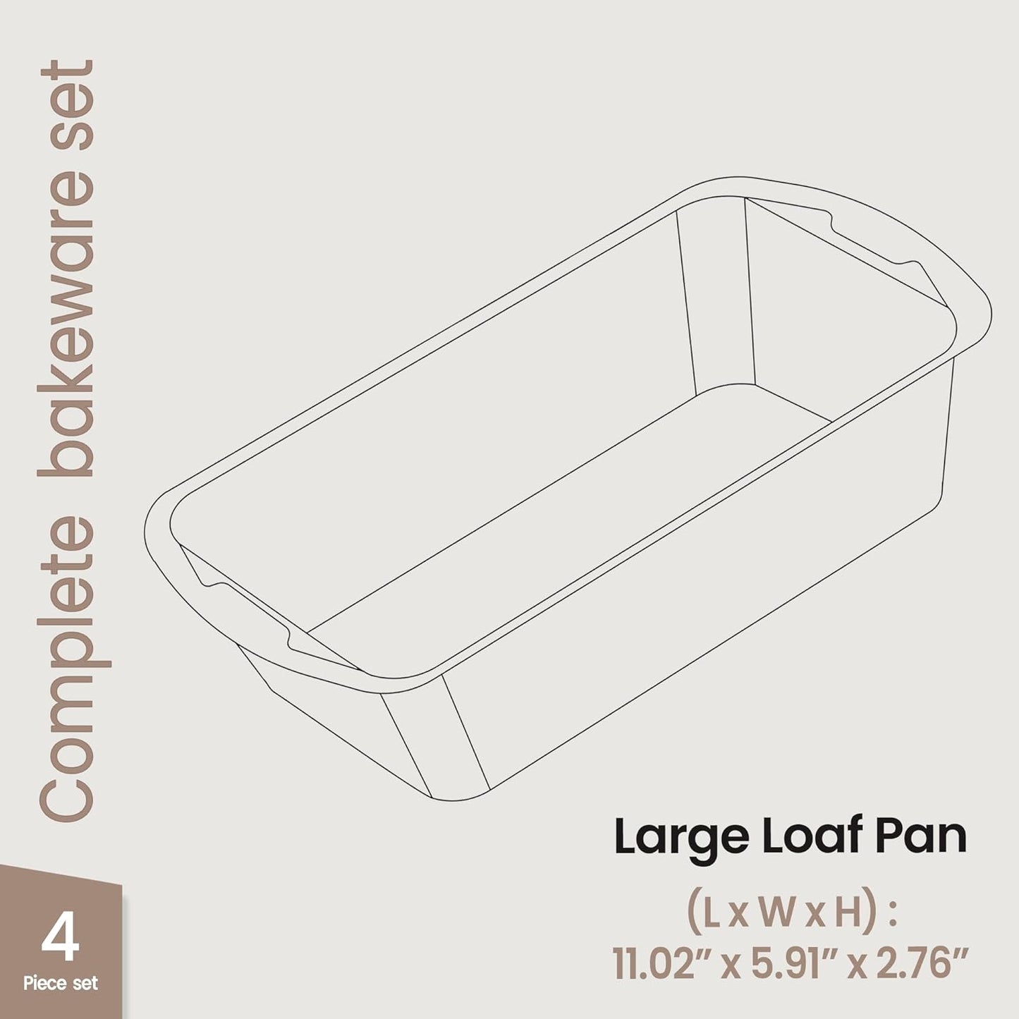 Nonstick Loaf Pan Set Pack of 4, Carbon Steel 11" Large Baking Bread Pan, Oven Safe Up to 450°F, PFOA, PFOS, PTFE Free, Space Saving Stackable Design, Stain Resistant, Dishwasher Friendly, Blue Marble