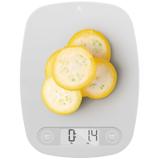 Greater Goods Compact Digital Kitchen Scale – Accurate Food Scale for Baking, Meal Prep, 4 Measuring Units, 11lb/5kg
