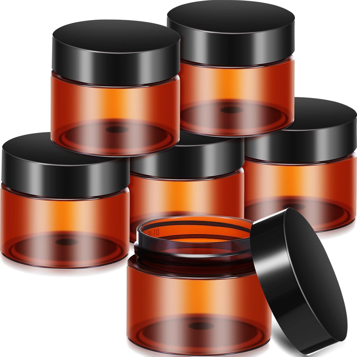 SATINIOR 6 Pack 8 oz Plastic Jars Containers with Lids Wide-mouth Refillable Leakproof Reusable Round Empty Jars for Travel Cosmetic Dry Food Spice Cookie Candy Home Kitchen Organizing(Amber)