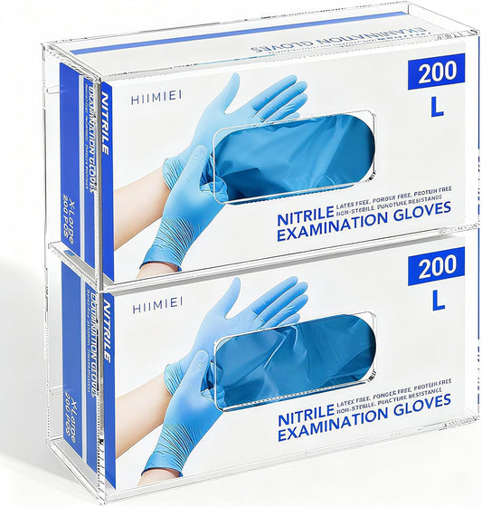 HIIMIEI Glove Holder for Wall Mount: Magnetic Gloves Box Holder, Acrylic Disposable Rubber Latex Glove Dispenser