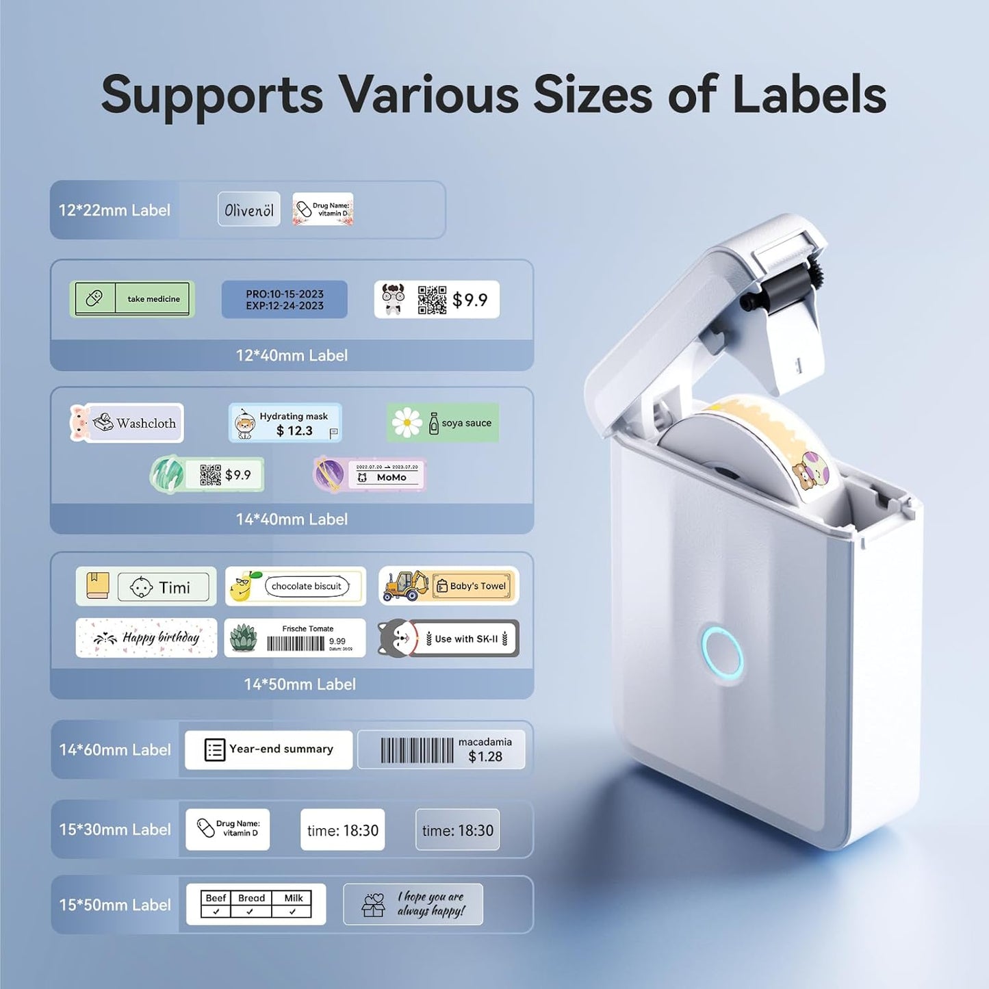 NIIMBOT D110 New Version Label Maker Machine with Tape, Handheld Bluetooth Label Printer, Mini Thermal Printer, Sticker Maker for Organizing Home Kitchen School,White