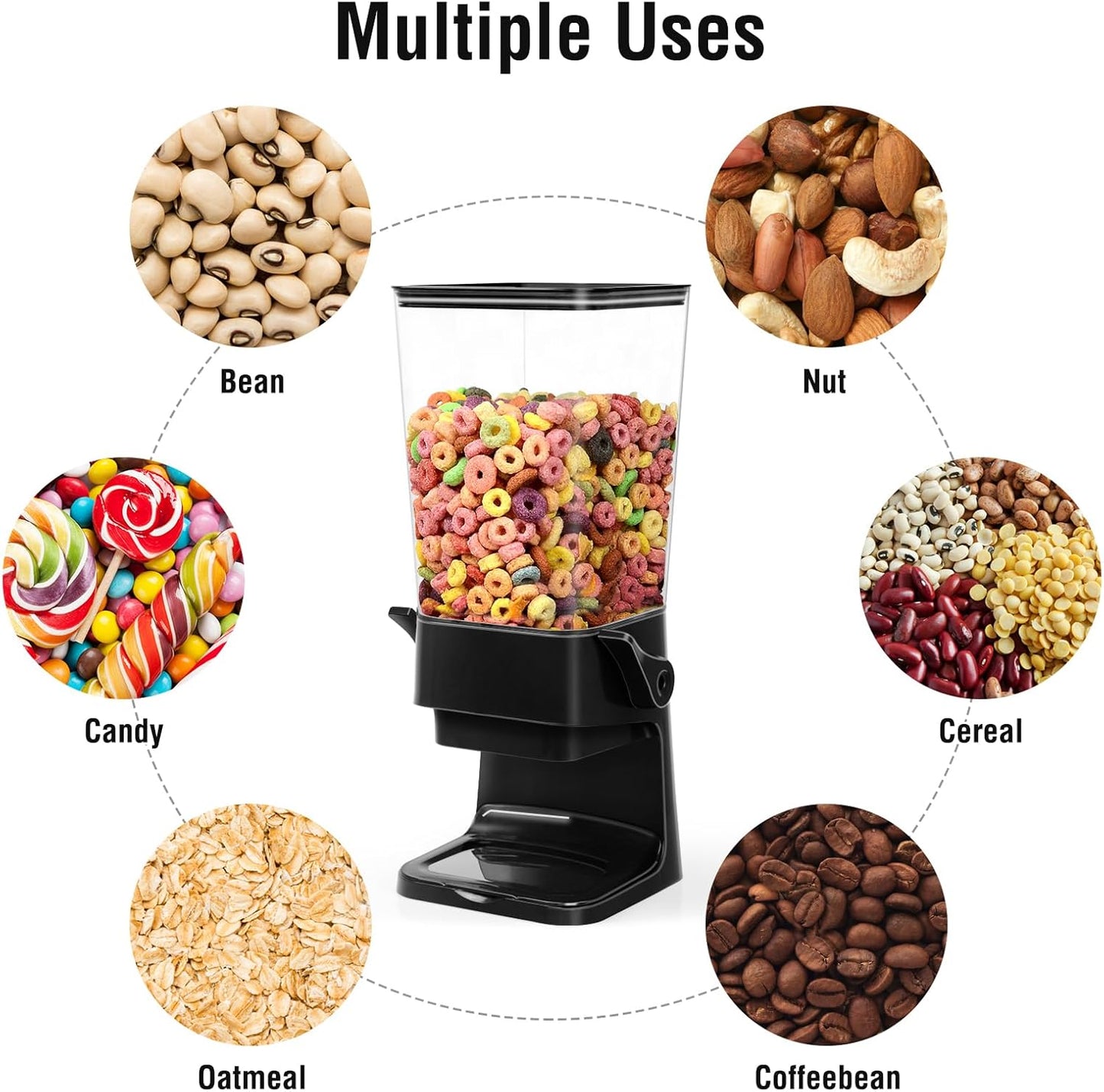 Cereal Dispenser Countertop with 2 Pack Bowls and Spoons 5.5 Qt Large Cereal Storage Container Holder for Pantry Dry Food Nut Dispenser Snack Candy Organizer Kitchen Organization for Oatmeal Granola