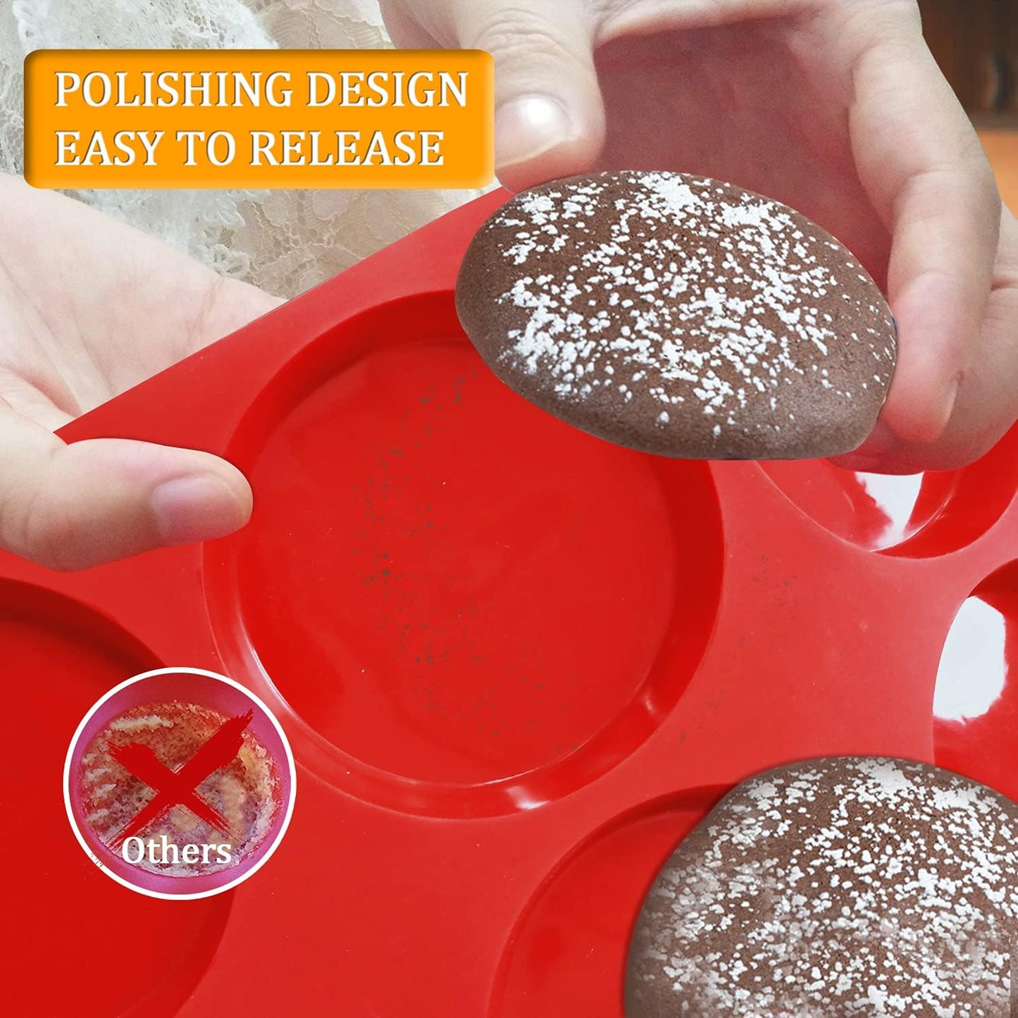 Walfos Silicone Whoopie Pie Baking Pans, 2 Pcs Non-Stick Muffin Top Pan. Food Grade and BPA Free Silicone, Great for Muffin, Eggs, Tarts and More, Dishwasher Safe