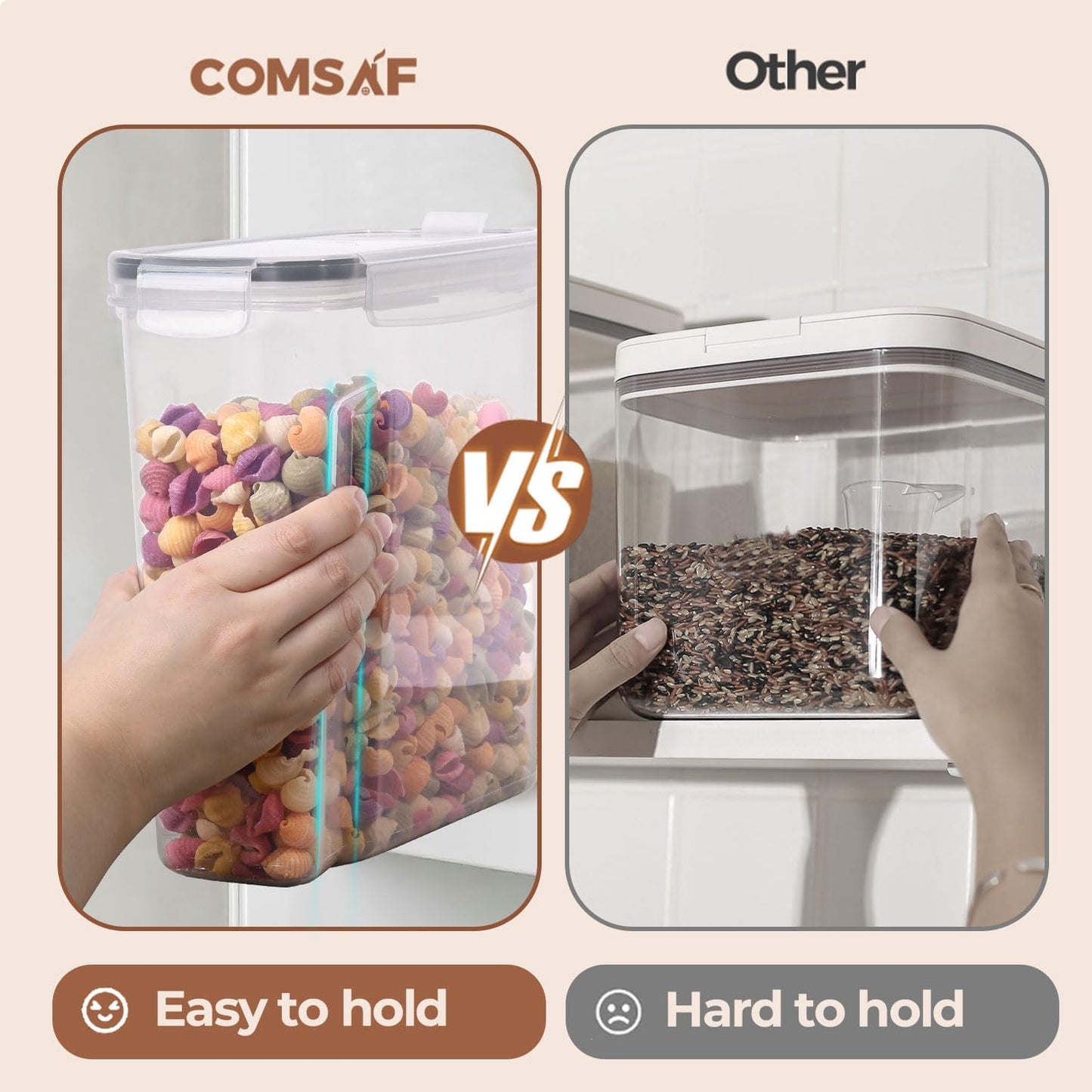 Cereal Storage Containers Set (6.3L / 213OZ) – Airtight Food Storage with Lids, Pantry Organizer for Rice, Sugar, Flour