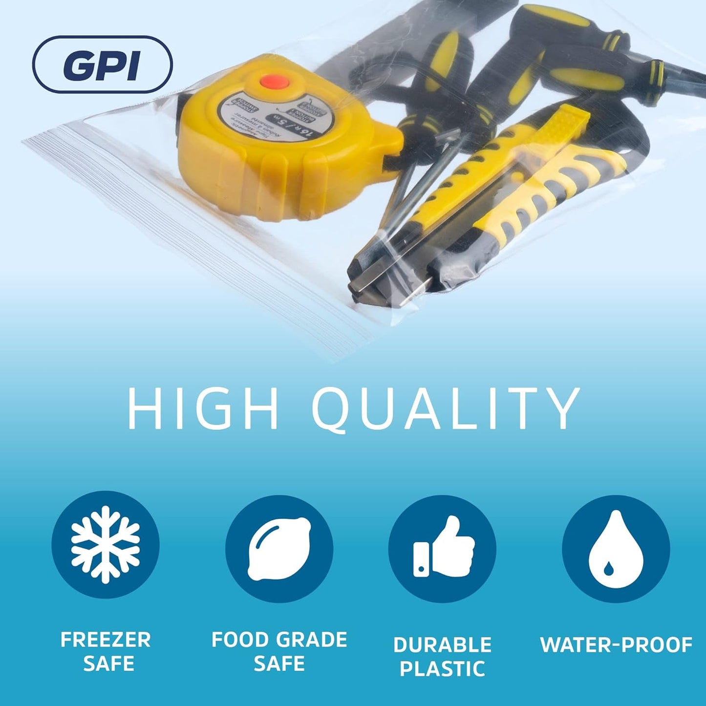 Clear Plastic Reclosable Zip Bags - Bulk GPI Pack of 200 6" x 9" 4 mil Thick Heavy Duty, Strong & Durable Poly Baggies with Resealable Zipper Lock for Travel, Storage, Packaging & Shipping.