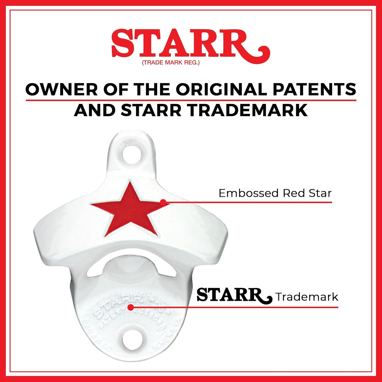 STARR "X" Ice Cold Beer Sold Here Bottle Opener | Heavy-Duty Bottle Opener Wall Mounted for Home Bar, Man Cave, and Patio | Easy Cap Removal, Red