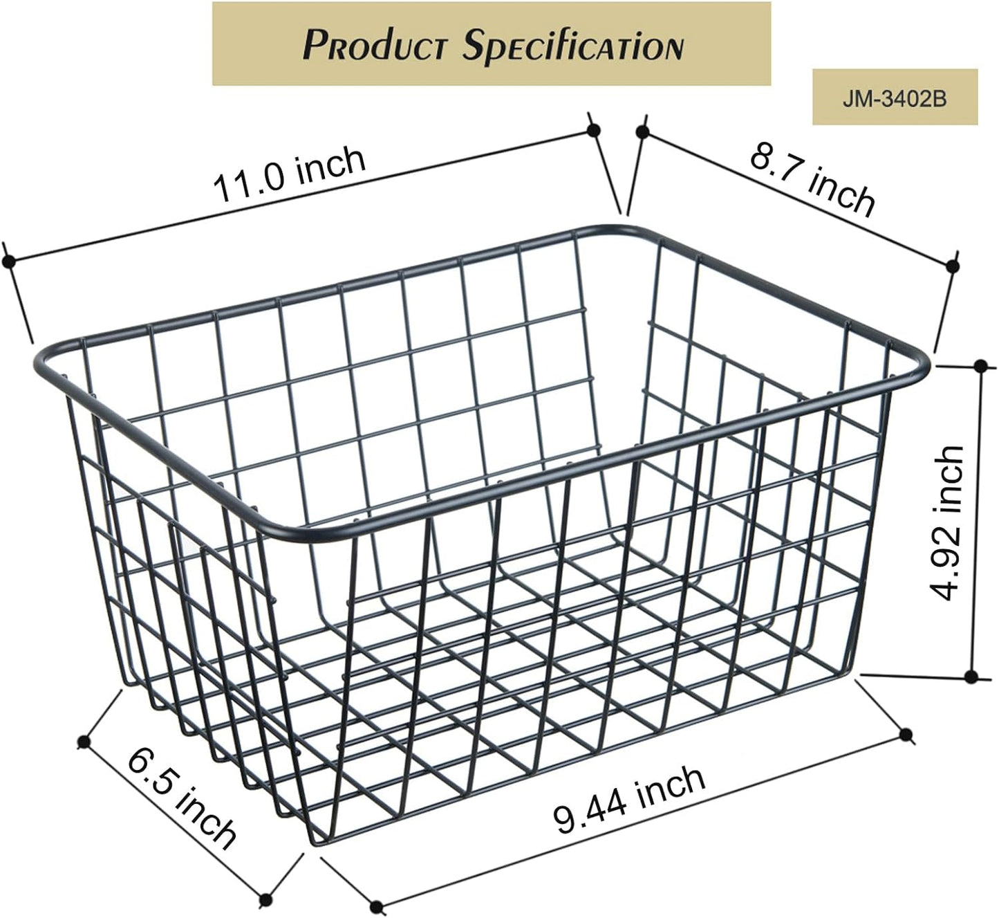 Wire Kitchen Storage Basket 5 Packs,Perfect Pantry Organization Accessories Basket,Laundry,Countertop Organization,Suitable for Kitchen,Bathroom,Bedroom,Tabletop,Stackable,Black