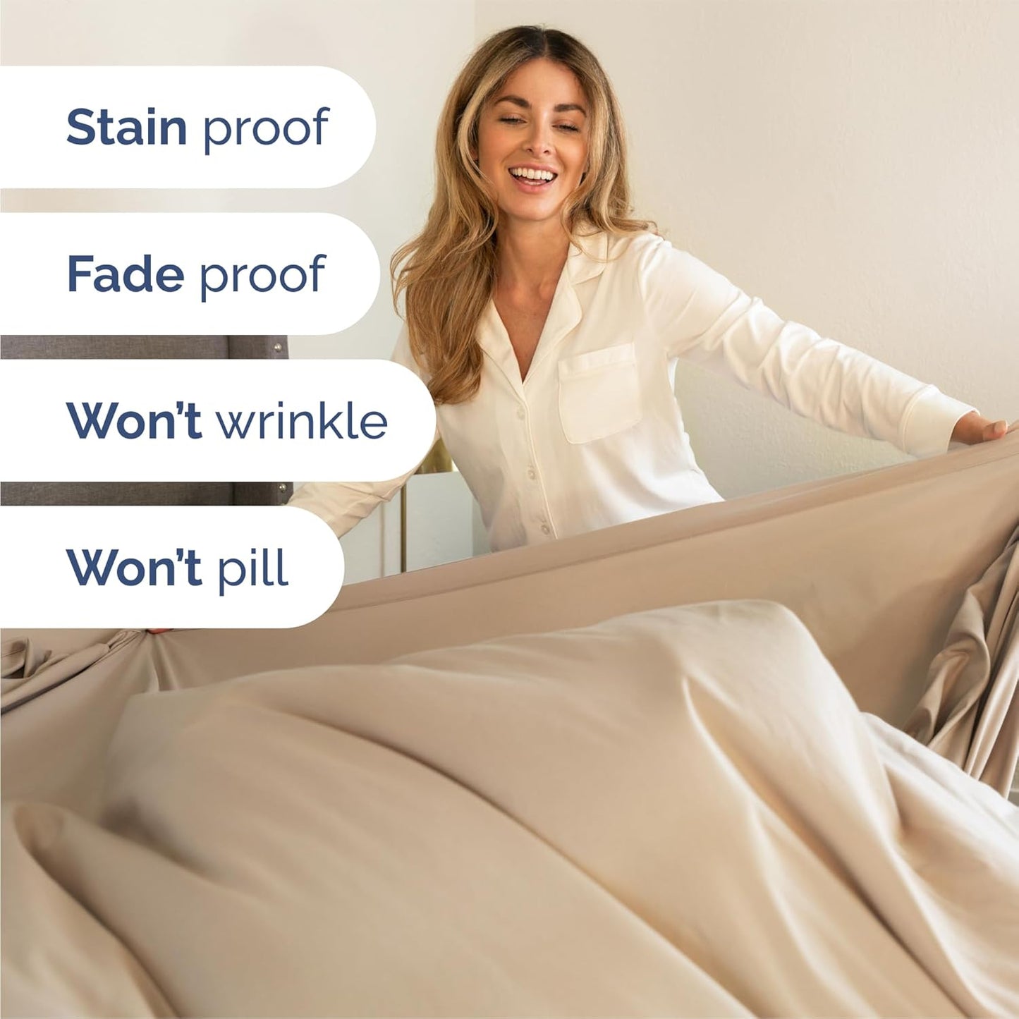 Queen Size 4 Piece Sheet Set - Comfy Breathable & Cooling Bed Sheets Set - Hotel Luxury Bedding for Women, Men, Kids, Teens, Boys & Girls - Deep Pockets, Ultra-Soft, Wrinkle Free - Oeko-Tex - Cream