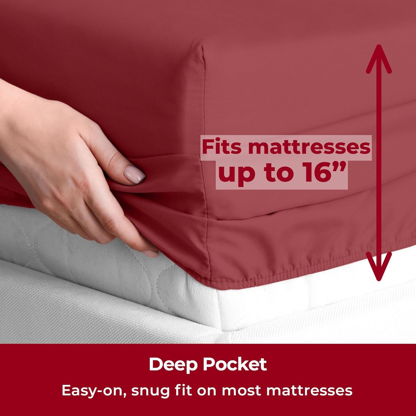 Mellanni Split King Sheets Set - 5 PC Iconic Collection Bedding - Hotel Luxury, Extra Soft, Cooling Bed Sheets - Wrinkle, Fade, Stain Resistant (Split King, Brick Red)