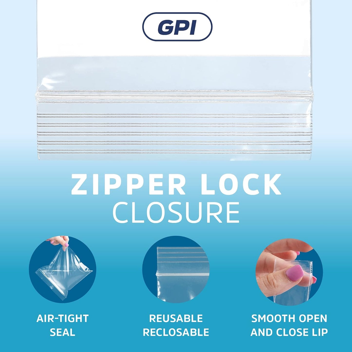 1000 Count, 5" x 5" Zip Bags, 2 Mil Thick Clear Plastic Reclosable Zipper Lock Bags with Write-on White Block, with Resealable Zip Top Lock for Food Storage, Jewelry, Candy.