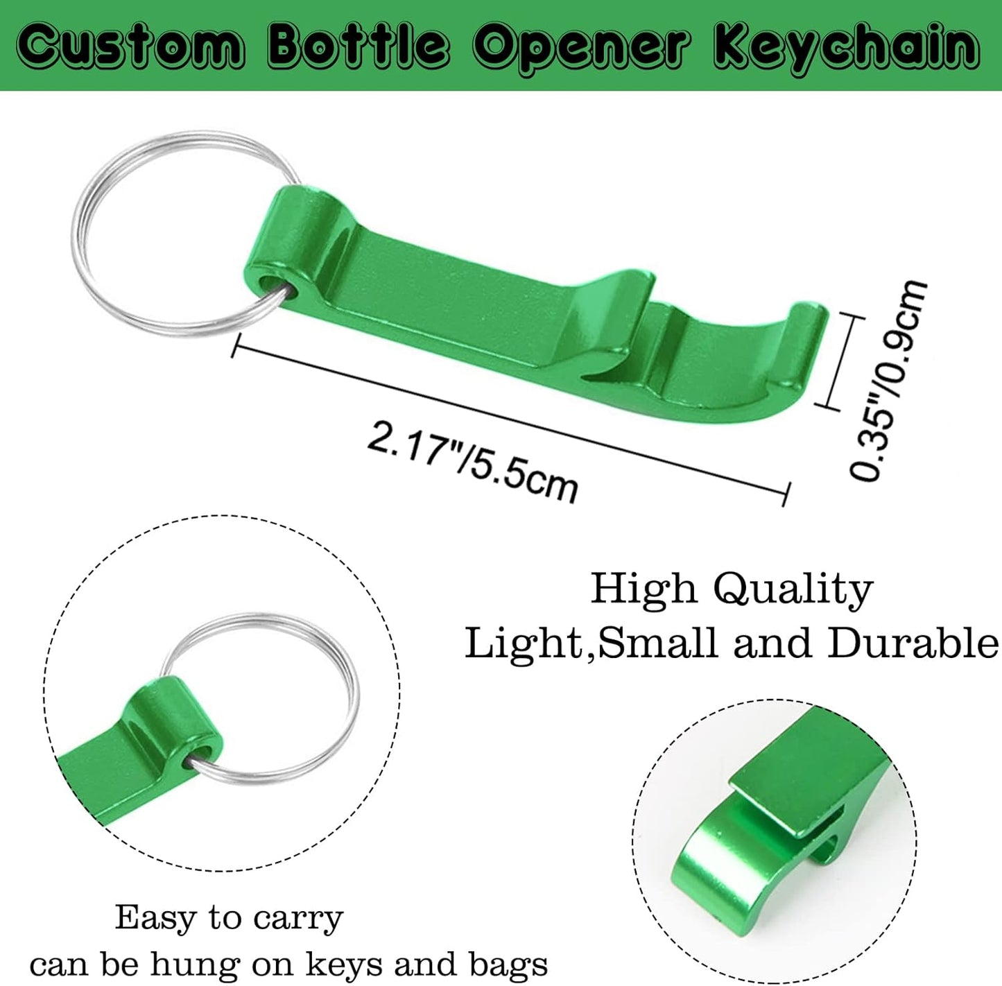 50PCS Personalized Bottle Opener Keychain Bulk Custom Beer Bottle Opener with Logo Text Engraved Wedding Bottle Opener Favors Customized Gifts for Guests Baby Shower Birthday Party-Black