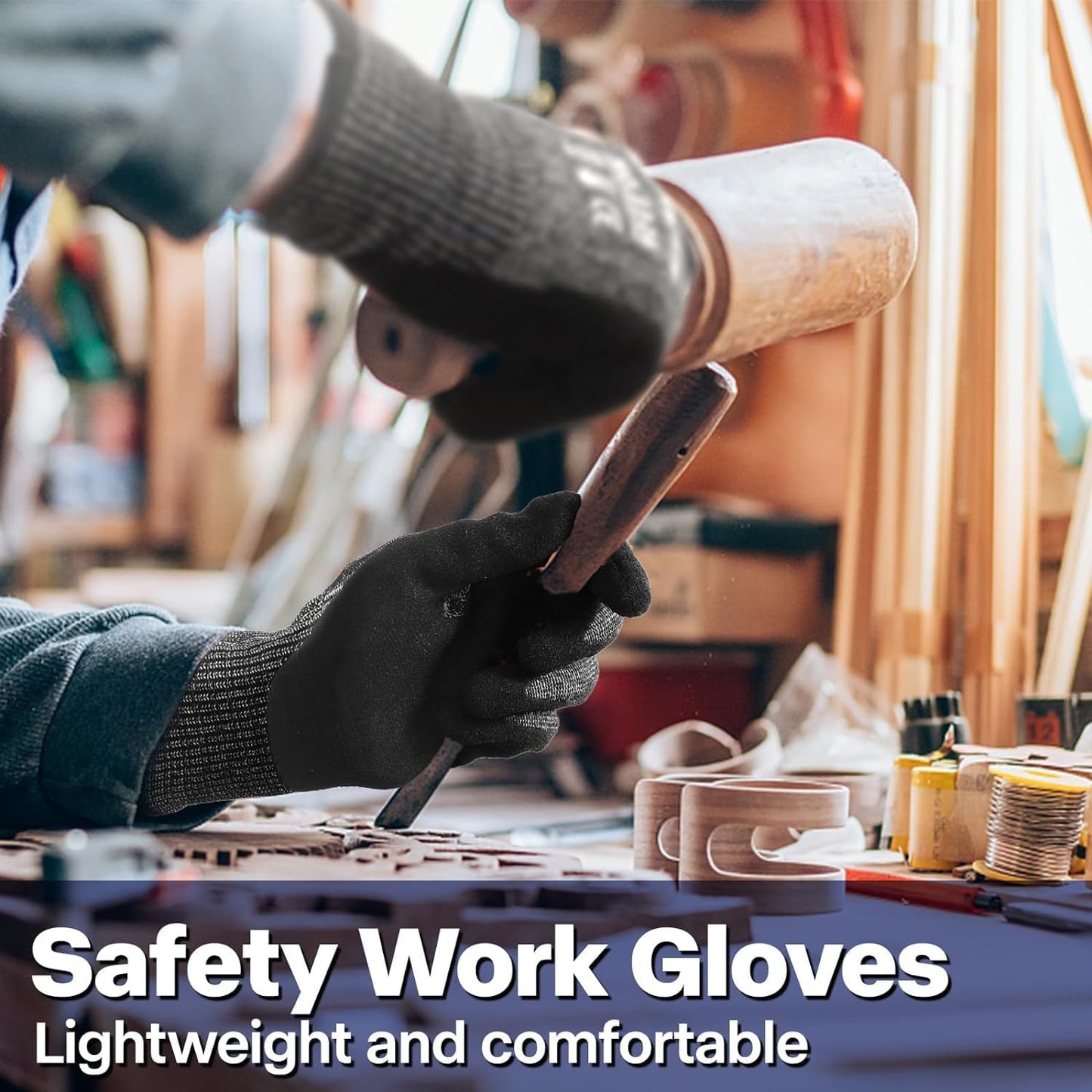Schwer ProGuard Highest Level Cut Resistant Work Gloves PR3326 for Extreme Protection，ANSI A9 Cut Gloves with Reinforced Thumb, Non Slip, Breathable, Durable, Touch-screen, Non PFAS, Black 1 Pair（L）