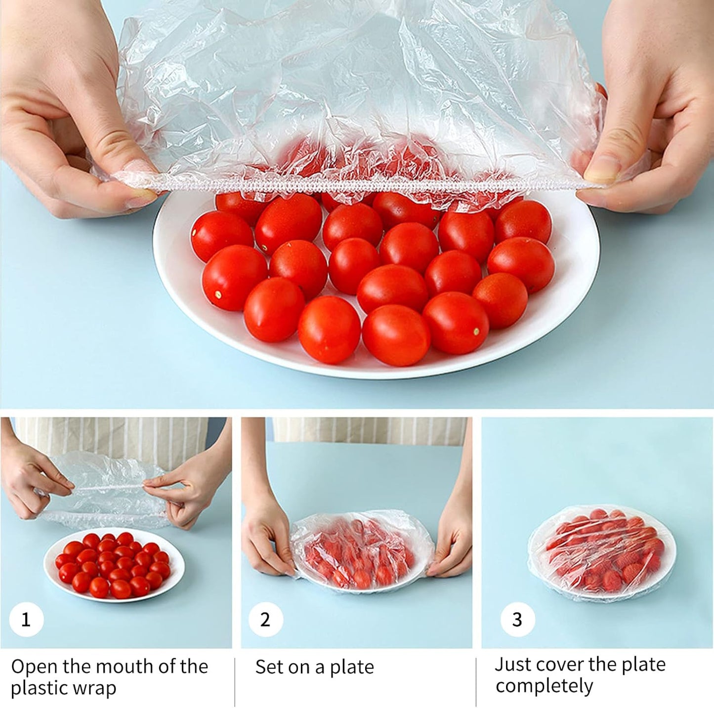 Homelove 300pcs Plastic Bowl Covers Food Cover Dish Covers, Reusable Elastic Stretch Fresh Keeping Bags, Kitchen Dining Plate Bread Proofing Food Storage Covers, Universal Kitchen Plastic Wrap