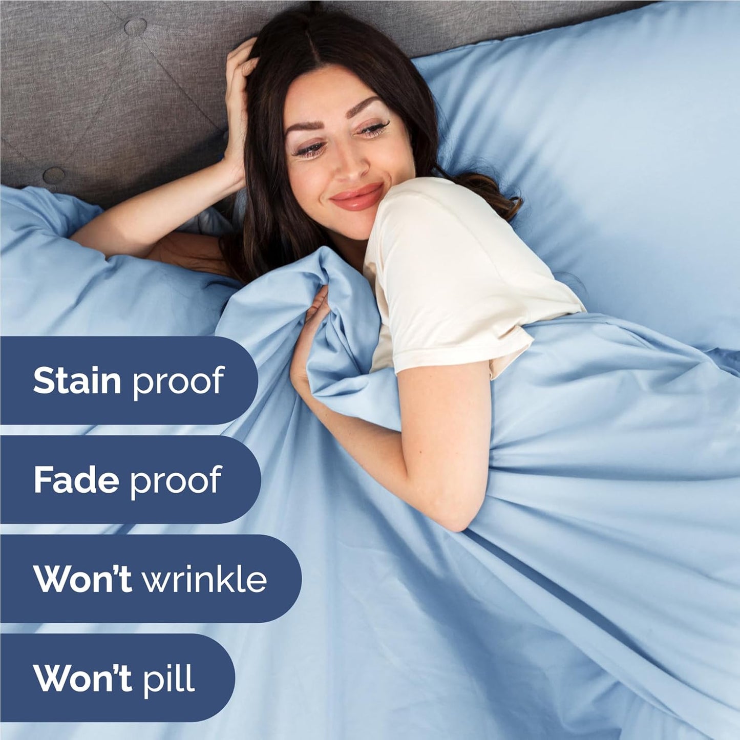 Twin XL Size 3 Piece Sheet Set - Comfy Breathable & Cooling Bed Sheets Set - Hotel Luxury Bedding for Women, Men, Kids, Teens, Boys & Girls - Deep Pockets, Soft, Wrinkle Free - Oeko-Tex - Light Blue