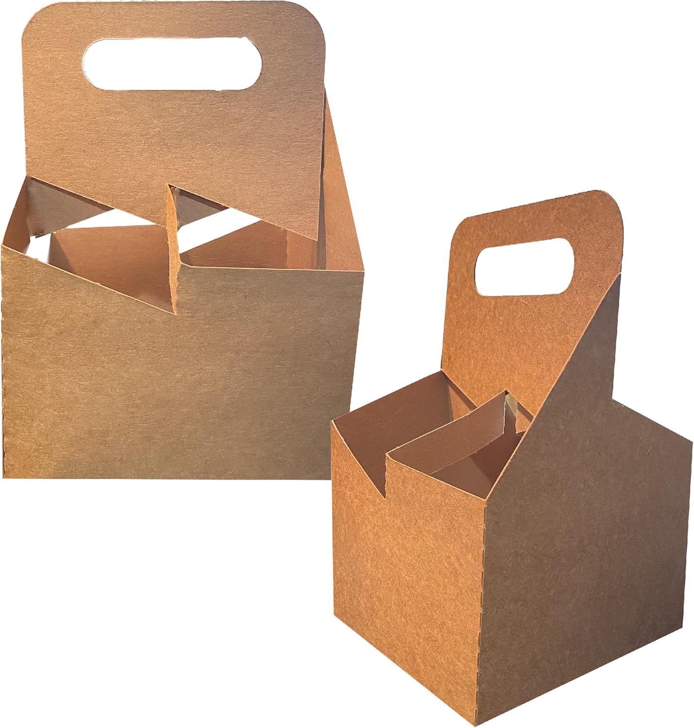 4 Cup Drink Carrier with Handle | Kraft Paperboard Cup Holder | Disposable Cup Holder for Hot or Cold Drinks | Cup Carrier for Food Delivery Services, Uber Eats, Door Dash (15)